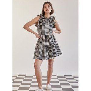 Anthropologie Maeve Lida Gingham Ruffled Mini Dress - Size M
